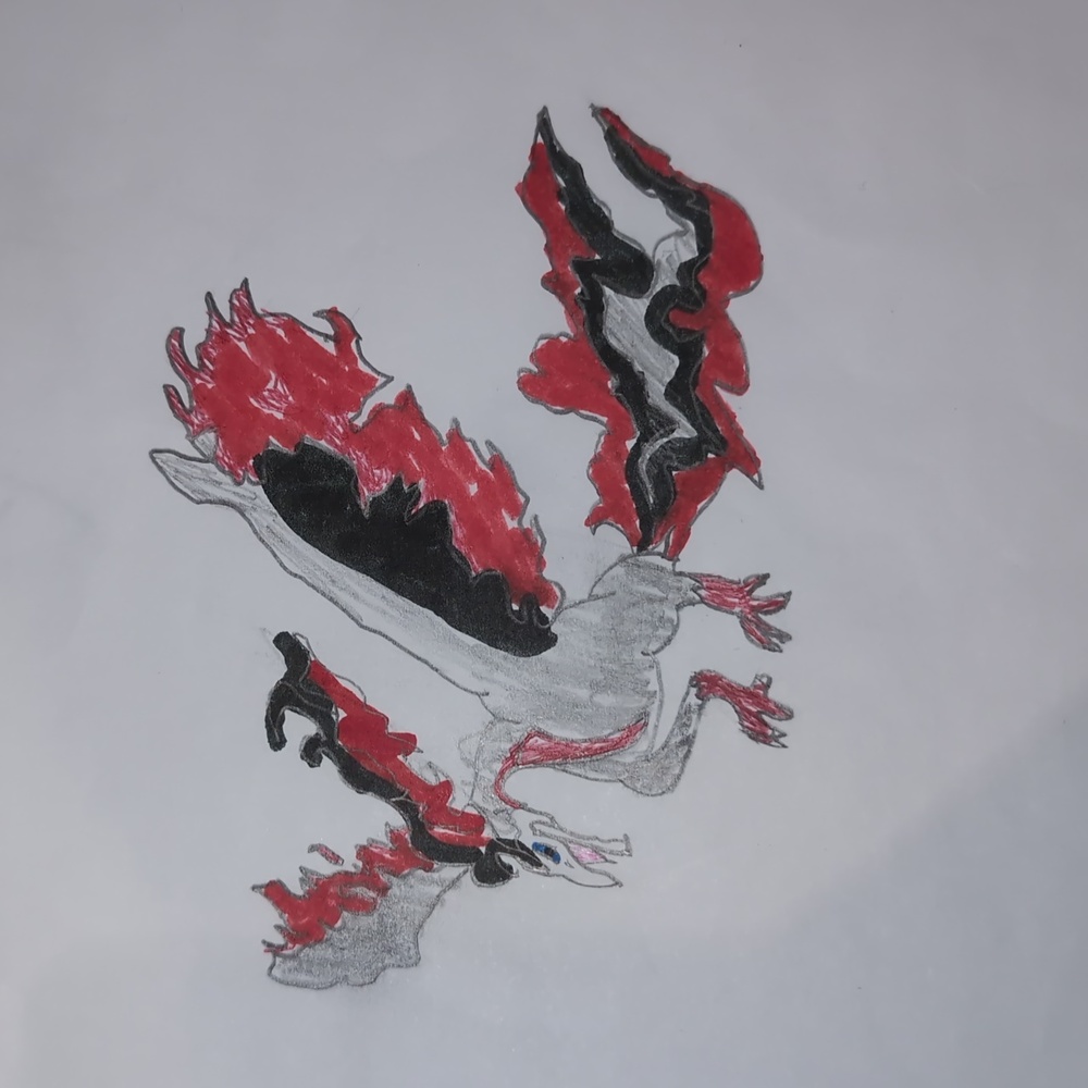 A drawing of a bird